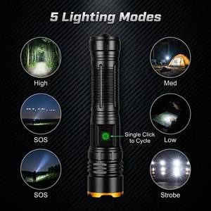 Linterna LED de Largo Alcance con Láser Blanco de 15W, Recargable Tipo-C, Banco de Energía, Zoom, Táctica, Martillo de Emergencia para Camping - Product Image 3