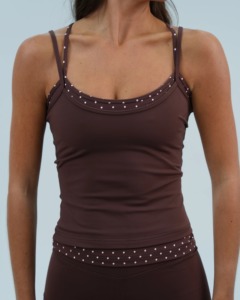 Débardeur de sport durable à double couche, bretelles spaghetti, avec bordure à pois, compression, maintien, extensible et anti-humidité - Product Image 2