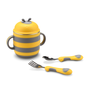 Ensemble de bols d'alimentation pour bébé YOBOX avec chauffe-aliments à ventouse en silicone, bols d'alimentation pour bébé, récipient Little Bee en acier inoxydable Y006 - Product Image 6
