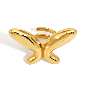 แหวนผีเสื้อแบบเปิด ชุบทอง 18k สแตนเลสสตีล เครื่องประดับแฟชั่นสำหรับทุกเพศ ของขวัญ - Product Image 5