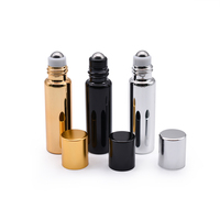 5ml 10ml 15ml bouteille à bille de parfum givré mat noir huile essentielle rouleau à bille sur bouteille en verre
