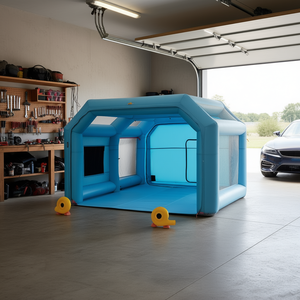 Tente de peinture automobile gonflable 28x15x10 pieds avec système de filtration d'air et ventilateurs axiaux, poste de travail pour voiture - Product Image 2