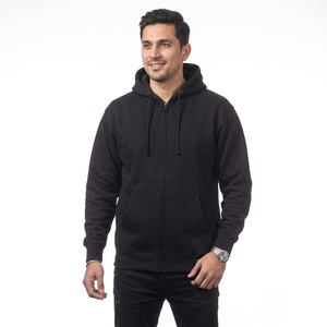 Sweat à capuche zippé personnalisé avec broderie, style français, en tissu épais, effet vieilli, délavé à l'acide, impression en relief, double fermeture éclair, effet soleil émaillé - Product Image 1