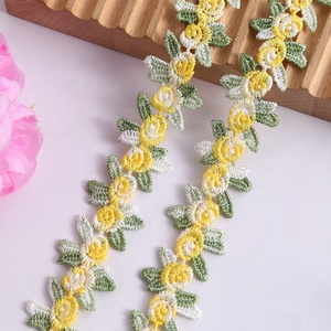Stok 2.5cm lebar larut air bordir batas renda tepi mawar dekorasi busur pakaian aksesoris kerajinan tangan renda bunga - Product Image 5