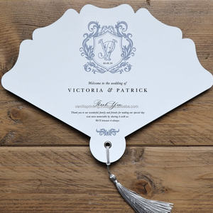 Juego de Invitaciones de Boda Vintage Personalizadas, Menú de RSVP y Tarjetas de Felicitación de Papel, con Borla en Forma de Abanico, Impresión Personalizada - Product Image 2