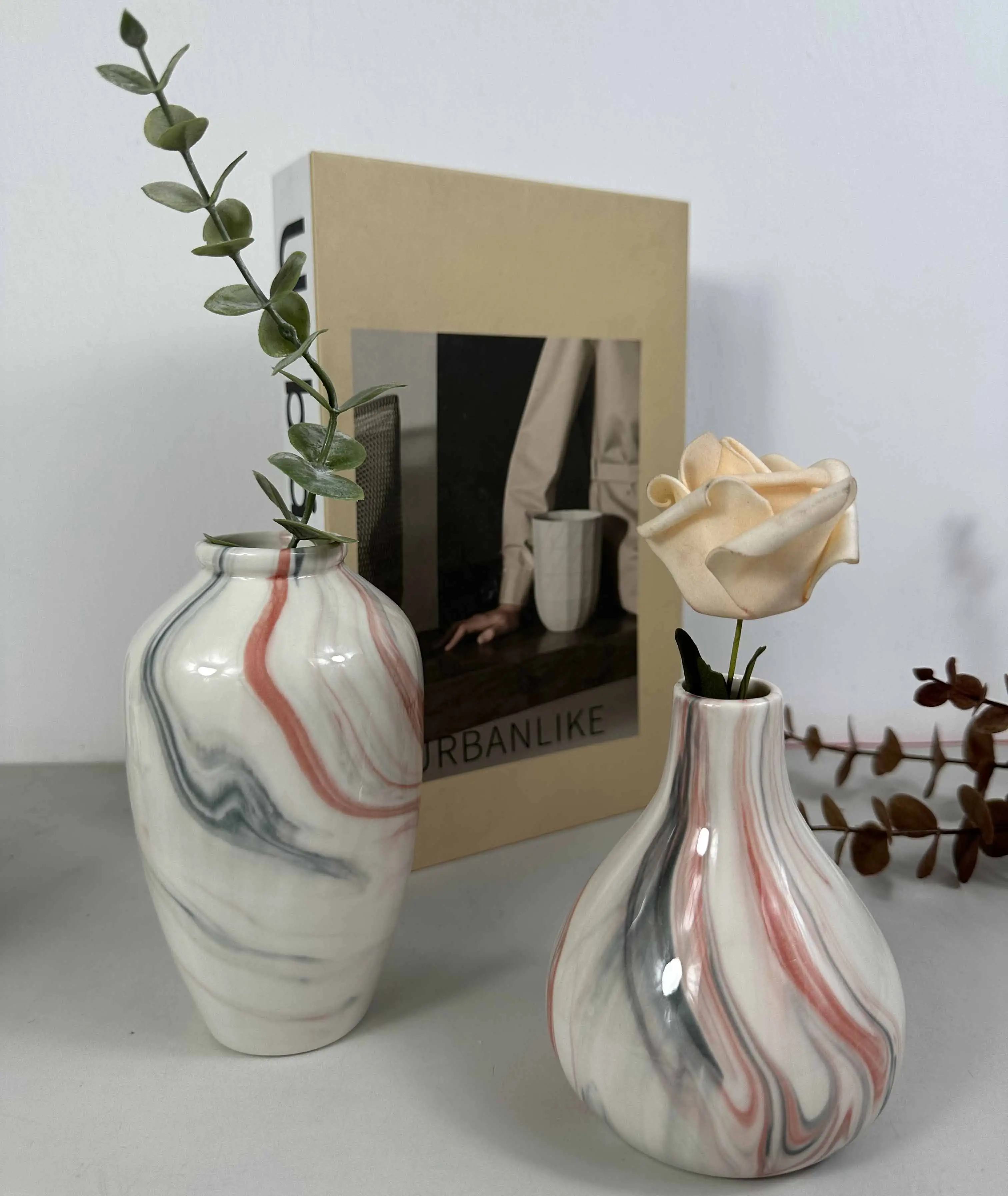 Vaso de cerâmica decorativo de mármore vaso pequeno estético para decoração de vaso de mesa