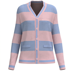 Suéter cárdigan de dos tonos para mujer, nuevo, personalizable, al por mayor - Product Image 1