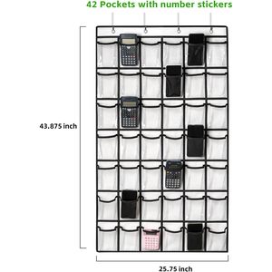 42 Pocket Clear Organizer Chart For Classroom <b>Phone</b> Storage <b>Wall</b> <b>Mount</b> With Hooks Rectangle Plastic Office Storage Solution - Product Image 2