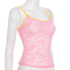 Viviblook D25TP290 Ladies Outfits Sexy <b>Crop</b> <b>Top</b> for Women New Lace Color Blocking Hollow Tank <b>Top</b> for Ladies - Product Image 2