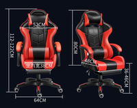 Chaise de jeu PC en cuir confortable avec éclairage RVB, chaise de bureau ergonomique moderne inclinable, chaise de direction pivotante réglable