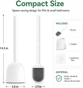 Bathroom Toilet <b>Scrubbing</b> <b>Brush</b> Set with Wall-Mounted Holder Stand Stainless Steel & Plastic Eco-Friendly - Product Image 6