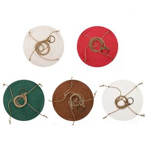 Round PU Leather Drawstring Storage <b>Basket</b> <b>Foldable</b> Fruit <b>Basket</b> with Jute Rope Outdoor Plant Hanger Planter Wall - Product Image 1
