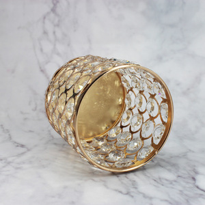 European Crystal Makeup Brush <strong>Storage</strong> Barrel Home Crafts <strong>Decoration</strong> Metal Jewelry <strong>Box</strong> <strong>for</strong> Bathroom Living Room Drawer Organizer - Product Image 3