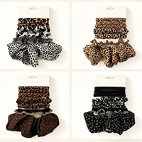 Lot de 7 élastiques à cheveux imprimé léopard en polyester haute élasticité pour femmes, personnalisables avec logo OEM ODM