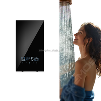 Chauffe-eau électrique intelligent à écran LED tactile en acier inoxydable avec verre trempé, 8500W-12000W, 110V/220V, IPX4