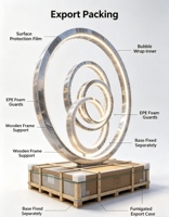 Lampu Penerangan Lingkaran Seni Modern Tradisional 3D Bunga dari Baja Anti Karat Poles Efek Cermin untuk Lanskap Luar Ruangan Villa Taman