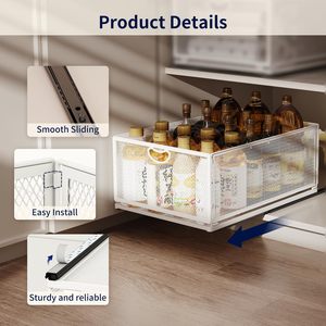 Organisateur de placard coulissant, panier coulissant sous l'évier pour le rangement de cuisine, organisateur d'épices pour comptoir - Product Image 2