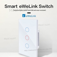 Interruptor de Pared Inteligente WiFi para EE. UU., Interruptor Táctil de 1, 2 o 3 Botones, Sin Neutro, Interruptor Inteligente para el Hogar, Compatible con eWelink, Alexa y Google Home