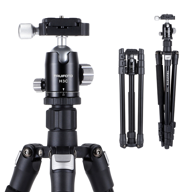 64" Aluminum Travel Tripod for Camera Arca QR Plate Compatible with Peak Design Tripod