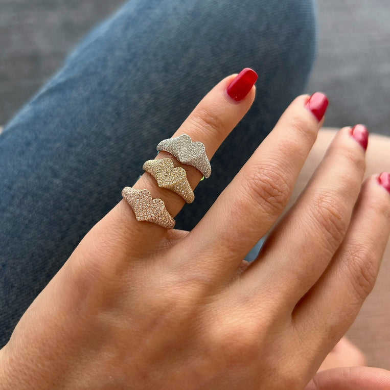 Diamond Pinky Signet Girl Pinky Ring Trendy Women Bling Iced Out