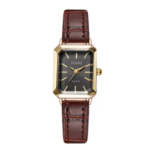 Reloj de pulsera de cuarzo de lujo para mujer, estilo artístico, forma cuadrada pequeña, elegante, diseño Simple, correa de cuero, reloj para mujer - Product Image 5