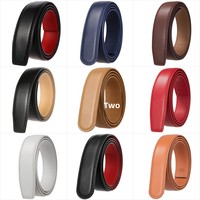 Sabuk Kulit Sapi Pria Otomatis dengan Gesper Logam, Panjang 110-130cm, Jahitan Tangan, Gaya Bisnis Serbaguna, Pola Solid, Lebar 2-4cm