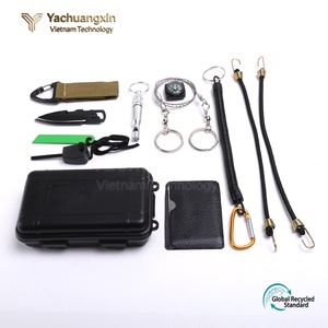 Kit de survie Yachuangxin avec boussole, sifflet, couteau et mousqueton, accessoire portable pour l'extérieur, étui noir - Product Image 4