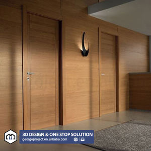 ประตูไม้เนื้อแข็งแบบเชคเกอร์สำเร็จรูปสำหรับบ้าน โครงการที่อยู่อาศัยในสหรัฐอเมริกา สีรองพื้นขาว ดีไซน์ทันสมัย - Product Image 2