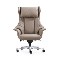 Chaise de bureau ergonomique de luxe avec cuir véritable et mousse haute densité, style européen, dossier haut, chaise pivotante de direction