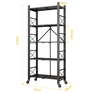 Estante Plegable de Cocina de 3/4/5 Niveles <span class=keywords><strong>para</strong></span> Almacenamiento en el Hogar, Organizador Plegable, Estantes Metálicos Telescópicos con Ruedas <span class=keywords><strong>para</strong></span> Sala de Estar - Product Image 3