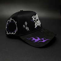 Casquette de baseball unisexe hip-hop avec logo personnalisé, modèle original neuf, broderie 3D, strass, motif flamme, doublure en satin violet