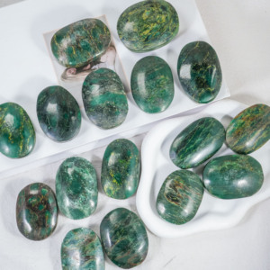 Seven Chakra African <strong>Jade</strong> Gemstone Feng Shui Healing Carved Crystal Palm <strong>Stone</strong> - Product Image 4