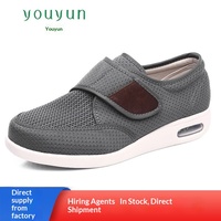 Chaussures de sport d'été en maille pour hommes, respirantes, grandes tailles, décontractées, avec fermeture auto-agrippante, pour personnes âgées, style « Dad Shoes »