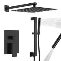 Ensemble de douche noir dans le robinet en laiton mural robinets de salle de bains kits en laiton de luxe pluie ensemble de douche mitigeur robinet chuveiro