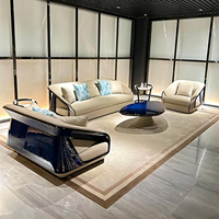 Canapés modulaires de salon de luxe de haute qualité avec dossier en placage moderne, 1+2+3 places, ensemble de canapés en cuir véritable pour villa et maison