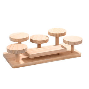 Support de rangement <span class=keywords><strong>à</strong></span> double niveau en bois massif pour bureau échelle de maternelle petits ornements présentoir <span class=keywords><strong>à</strong></span> fleurs support d'organisation - Product Image 1
