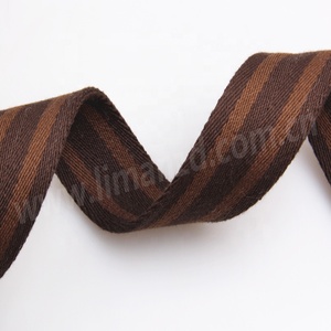 Sabuk Anyaman Katun Twill Musim Gugur/Dingin Lebar 38mm Cokelat Kastanye Bergaris Ramah Lingkungan untuk Tas, Mantel, Kerajinan DIY - Product Image 1