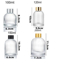 Bouteilles diffuseurs de luxe rondes en verre 100ml 150ml 200ml avec bouchon en bois pour diffuseur à bâtonnets, emballage essentiel pour parfums d'intérieur