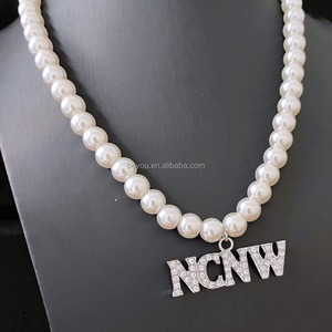 Mode personnalisée collier de perles fines Conseil national des femmes noires cristal lettre NCNW déclaration pendentif à breloque collier dames - Product Image 1