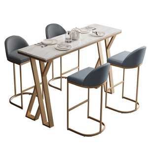 Mesas y Sillas de <span class=keywords><strong>Bar</strong></span> de Estilo Nórdico, Modernas y de Lujo, con Tablero de Roca, Mesas y Sillas de <span class=keywords><strong>Bar</strong></span> para Restaurante, Cafetería, Mesa Alta - Product Image 4