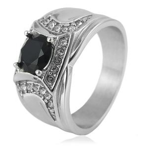 yunnique Fashionable <b>Titanium</b> Steel <b>Ring</b> With Diamond Inlay Geometric Design For Engagement Wedding Unisex Jewelry - Product Image 4
