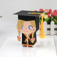 Hot Sale Cartoon Boy Girl Geschenk box Abschluss dekoration Candy Boxes Bachelor Hat Schokoladen geschenke für Herzlichen Glückwunsch Grad Feier