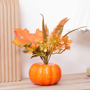 Guirlande lumineuse féerique pour Halloween, la Saint-Valentin et Thanksgiving, citrouille décorative en verre, fonctionnant sur piles, 18 cm, jaune - Product Image 4