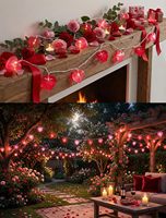 Guirlande lumineuse en forme de cœur 8,5 pieds IP65 LED, rideau lumineux pour la Saint-Valentin, décorations rose et rouge, contrôle tactile, étanche, prise moderne