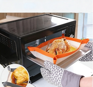 Tapis de cuisson carré en silicone de qualité alimentaire anti-déversement avec boucle à clou, résistant aux hautes températures, écologique et compatible lave-vaisselle - Product Image 1