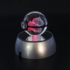 Pujiang Großhandel k9 Led Light crystal Pokemon Charm ander Ball Schlüssel bund für Hochzeit Souvenirs für Gäste