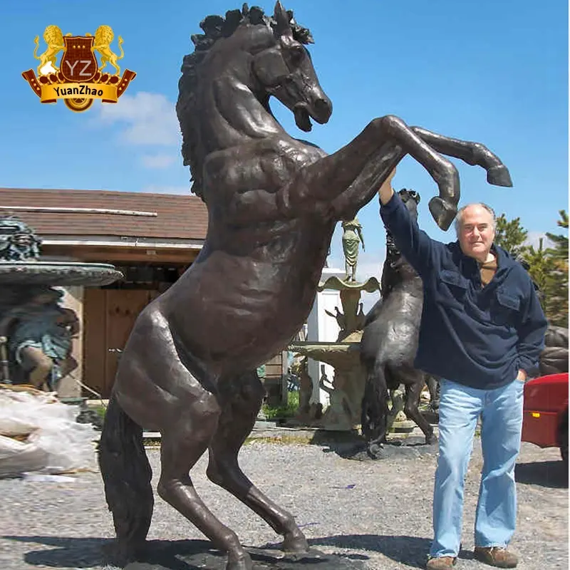 Estatua de Caballo de bronce para saltar, escultura de caballo de bronce, tamaño natural, decoración de jardín fundido a mano, en venta