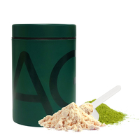 Boîte ronde en acier écologique avec couvercle, conteneur de stockage en métal recyclable pour poudre de protéines, matcha, possibilité de personnaliser le logo