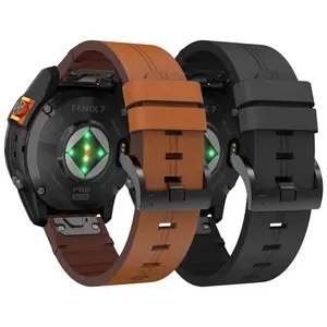 Correa QuickFit de 22mm y 26mm para Garmin D2 <span class=keywords><strong>Bravo</strong></span>/Charlie/Delta PX, correa de cuero genuino para Garmin D2 Delta/Mach 1, pulsera de reloj - Product Image 2