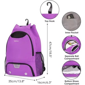 Sac à dos de sport en mesh noir pour basketball, football, volley-ball, avec compartiment pour ballon et chaussures, fabriqué en usine BSCI - Product Image 5